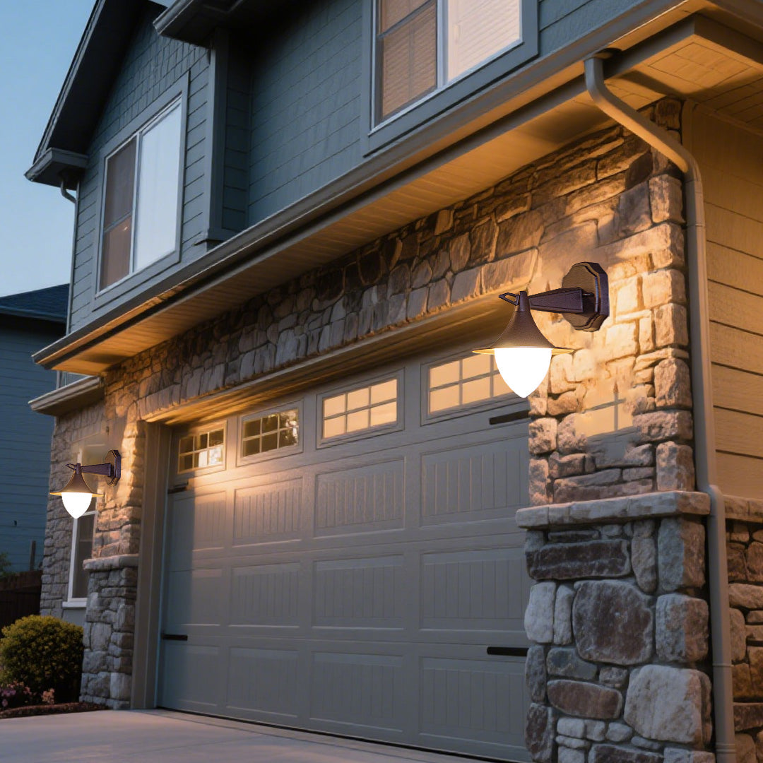 Rustic stone wall with traditional outdoor lantern creating warm ambient lighting atmosphere