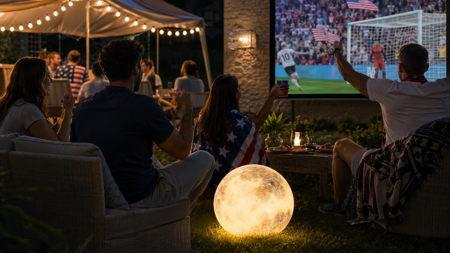 Outdoor moon lights for warm party atmosphere