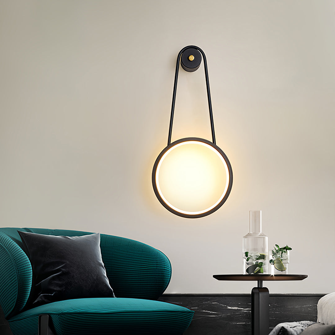 Elegant LED lights for landscaping providing accent lighting above teal furniture arrangement