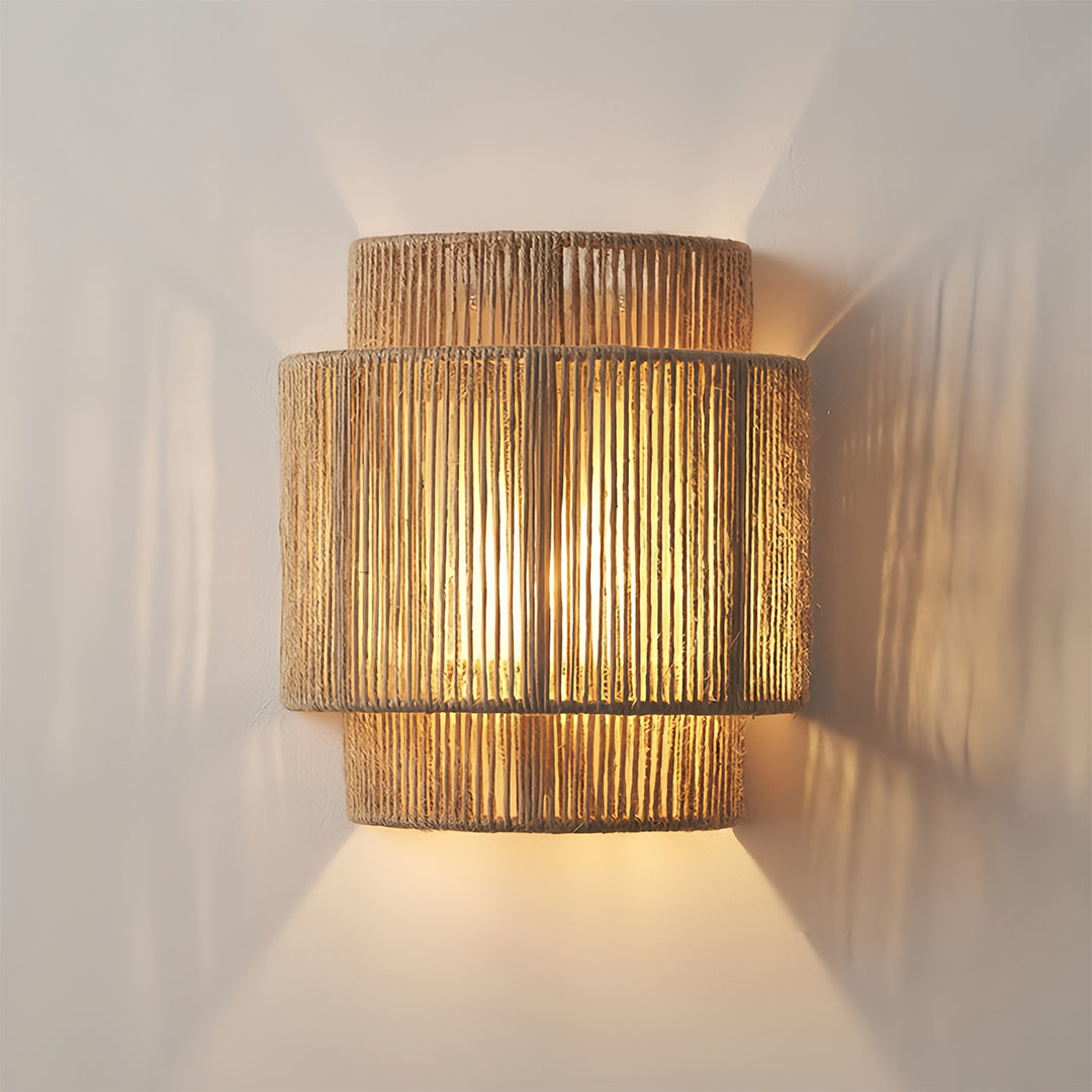 Japanese wall sconce light showcasing elegant bamboo craftsmanship and traditional design elements
