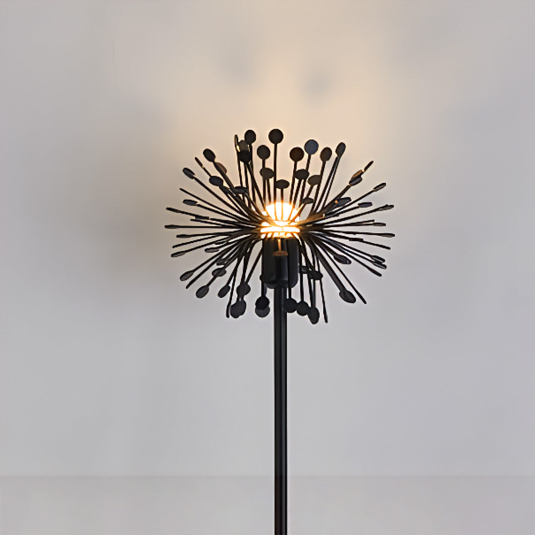 Elegant black dandelion-style outdoor light pole against neutral background for minimalist landscape garden lights