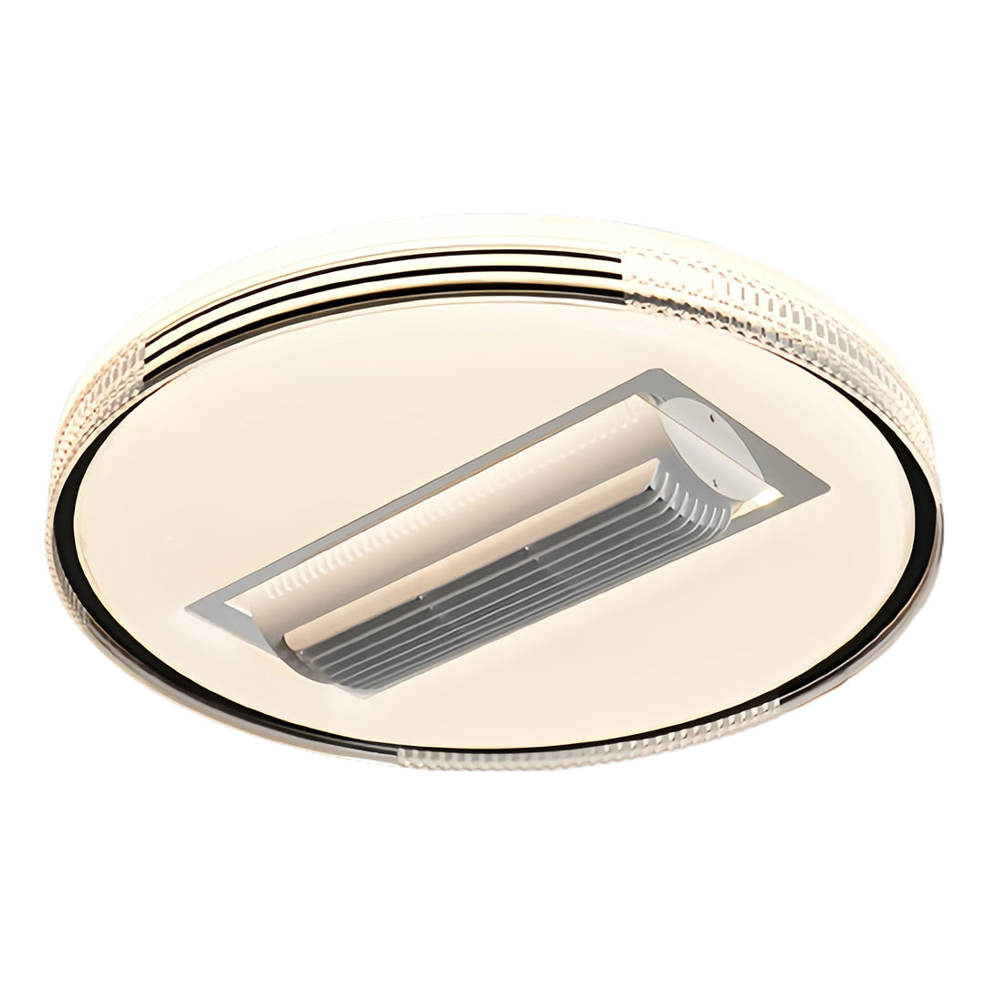 Elegant bladeless ceiling fan with LED light with circular design and warm ambient lighting for sophisticated rooms