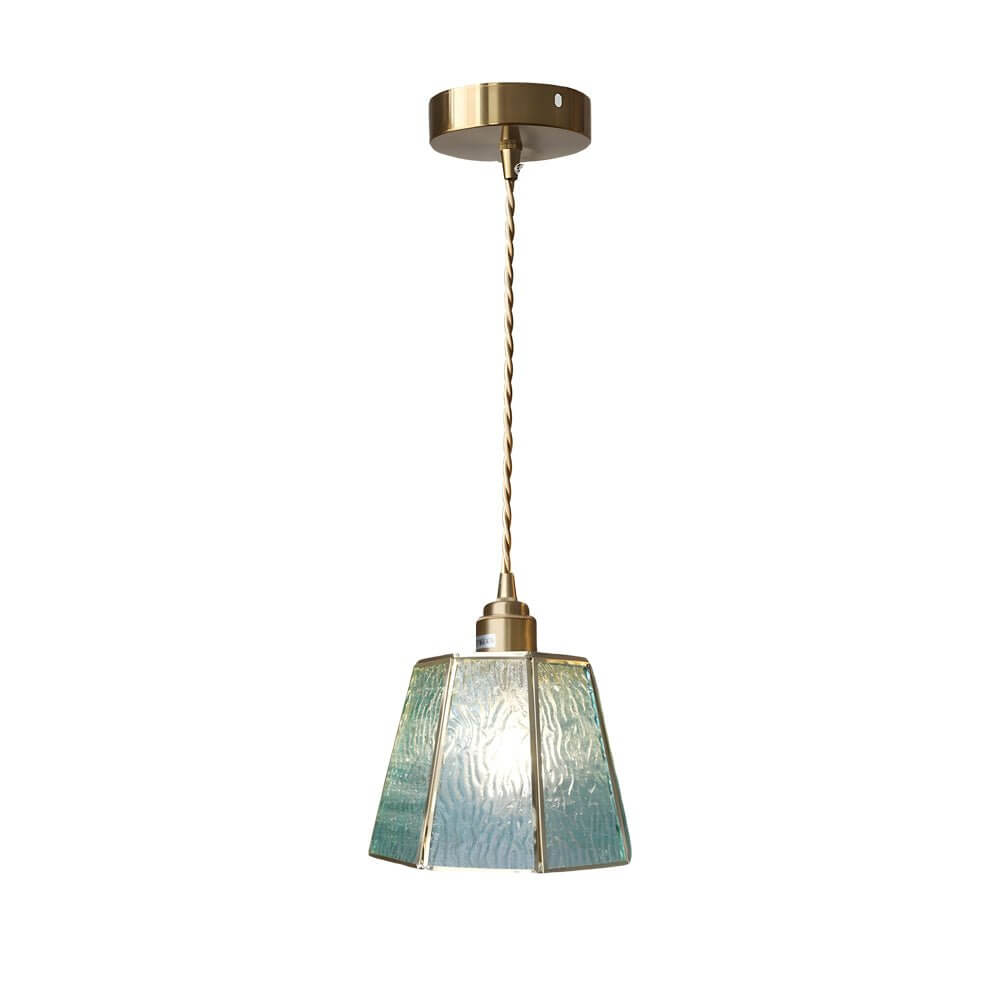 Elegant Brass and Glass Polygonal 4W LED Pendant Light - Adjustable Height