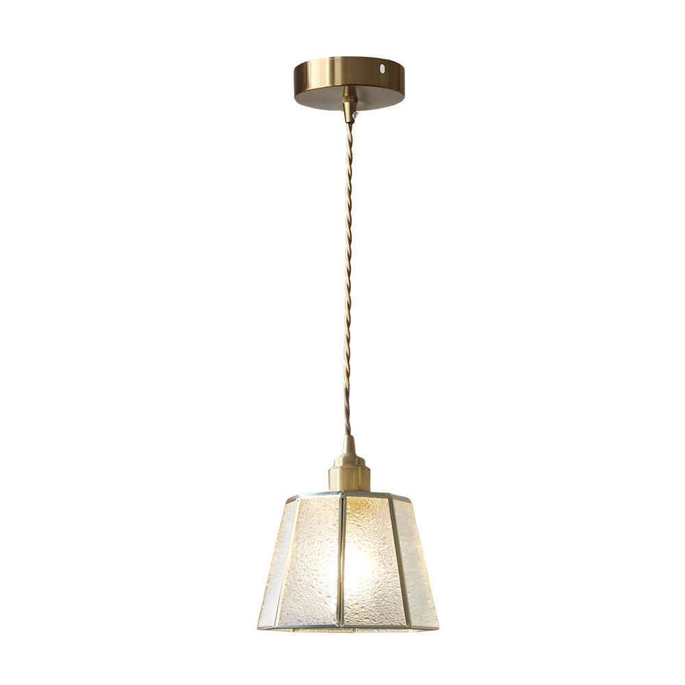 Elegant Brass and Glass Polygonal 4W LED Pendant Light - Adjustable Height