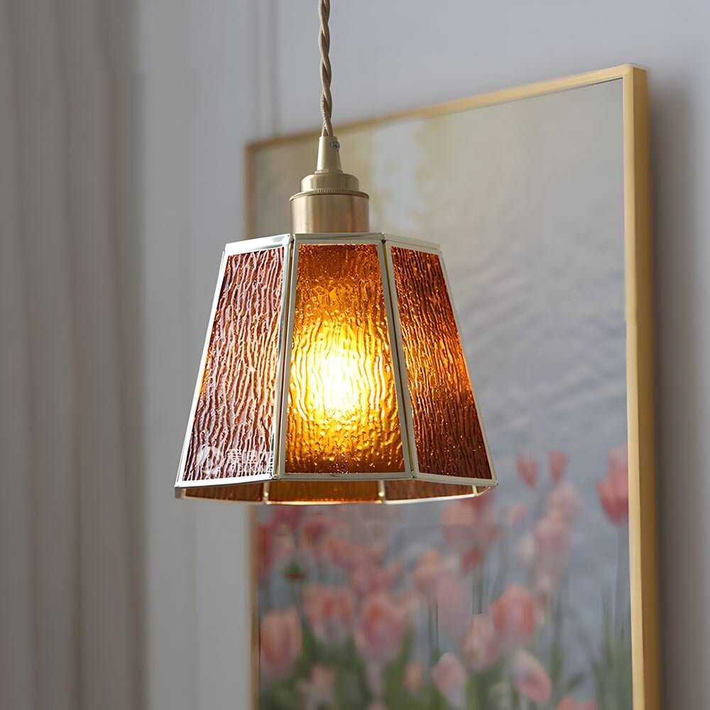 Elegant Brass and Glass Polygonal 4W LED Pendant Light - Adjustable Height