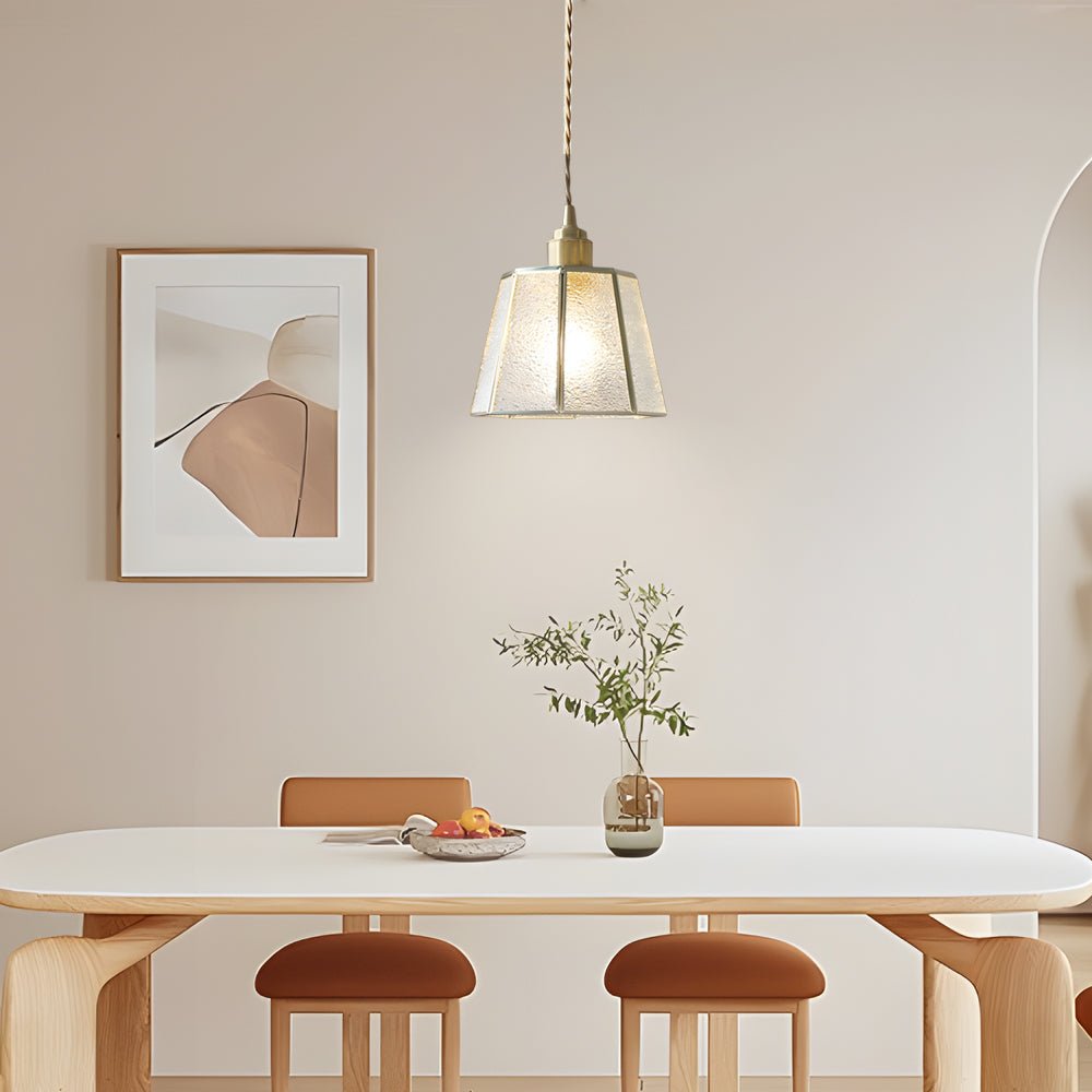 Elegant Brass and Glass Polygonal 4W LED Pendant Light - Adjustable Height