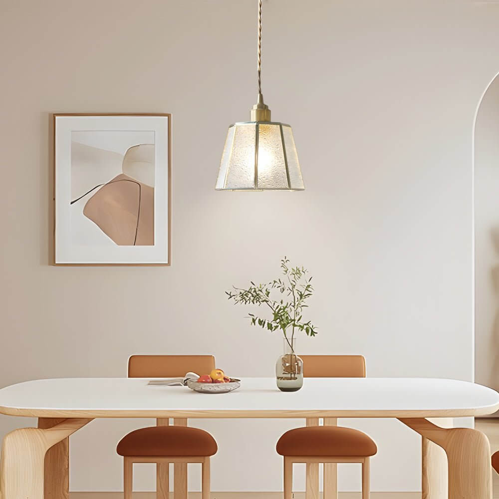 Elegant Brass and Glass Polygonal 4W LED Pendant Light - Adjustable Height