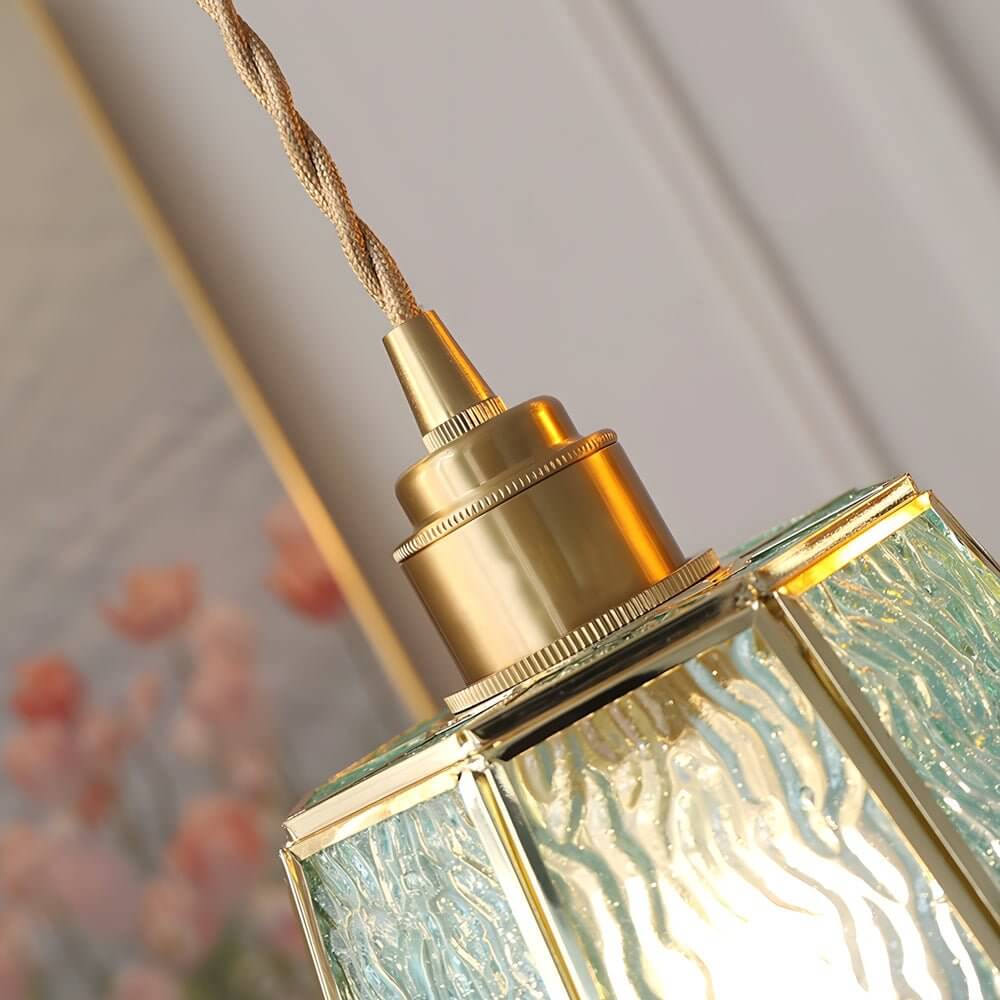 Elegant Brass and Glass Polygonal 4W LED Pendant Light - Adjustable Height