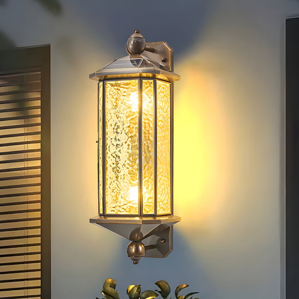Elegant Brass Glass Lantern Copper Outdoor Wall Light