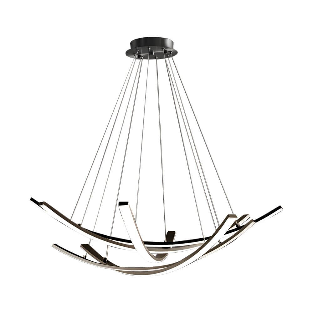 Elegant Curved Copper Strip Full - Spectrum LED Pendant Light