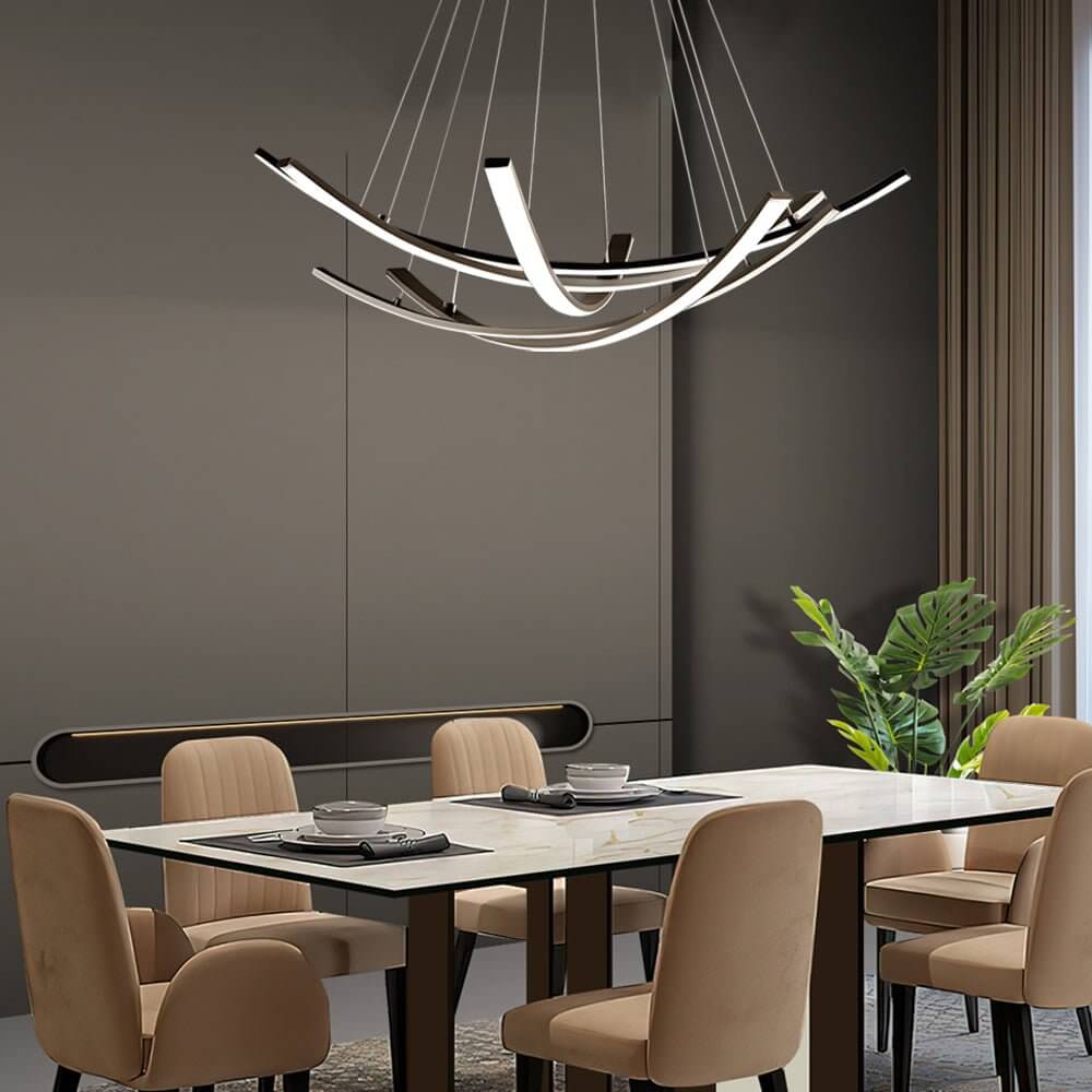 Elegant Curved Copper Strip Full - Spectrum LED Pendant Light