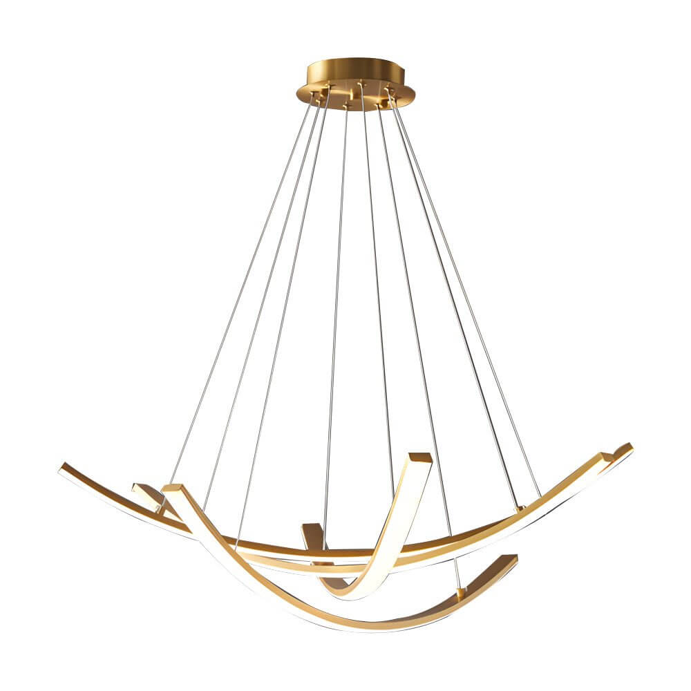 Elegant Curved Copper Strip Full - Spectrum LED Pendant Light