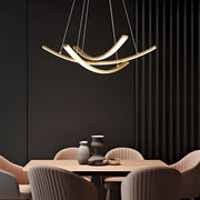 Elegant Curved Copper Strip Full - Spectrum LED Pendant Light