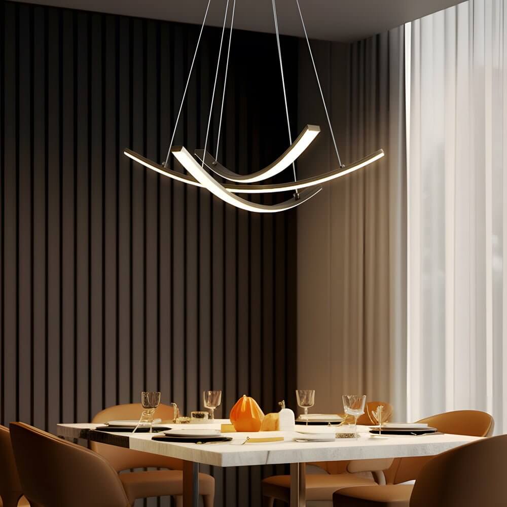 Elegant Curved Copper Strip Full - Spectrum LED Pendant Light