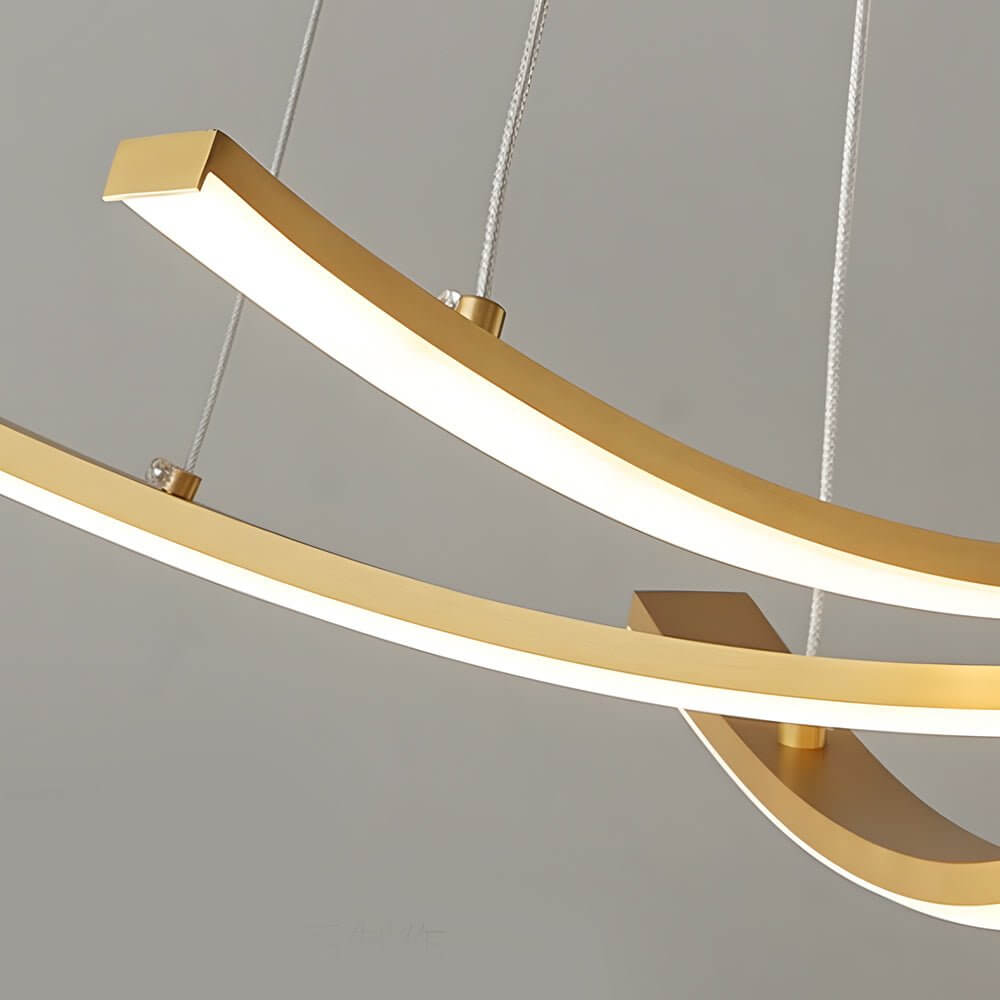 Elegant Curved Copper Strip Full - Spectrum LED Pendant Light