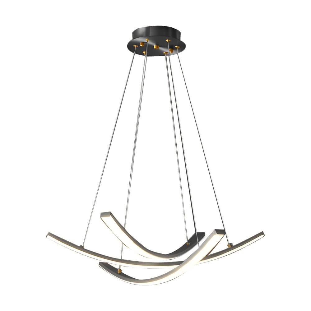 Elegant Curved Copper Strip Full - Spectrum LED Pendant Light