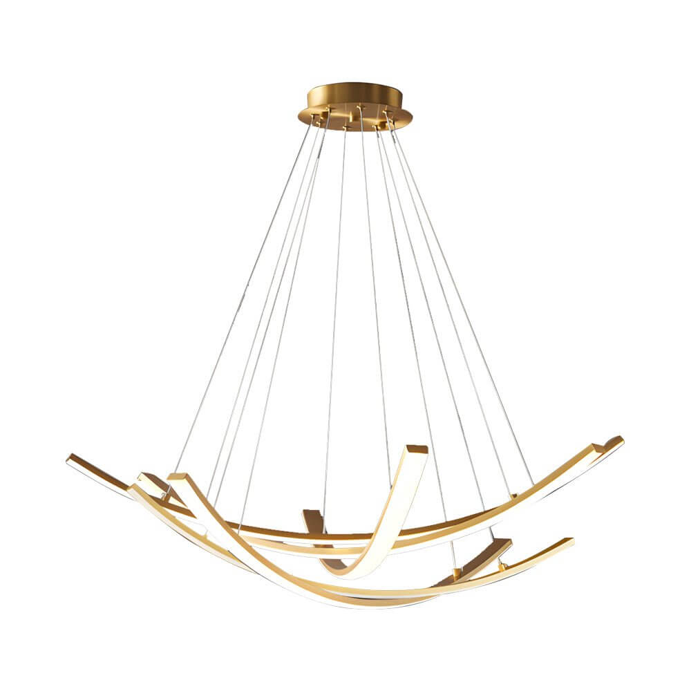 Elegant Curved Copper Strip Full - Spectrum LED Pendant Light