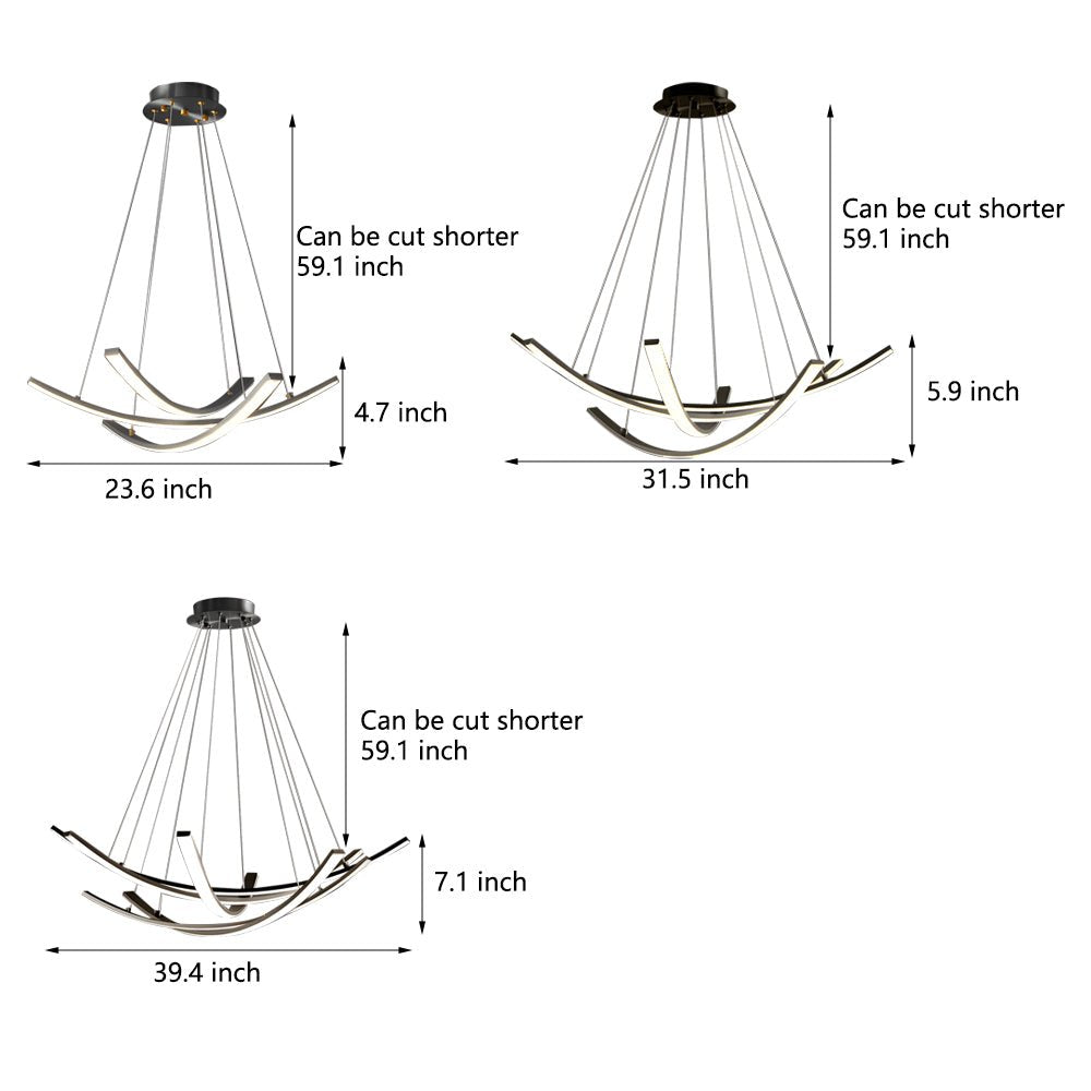 Elegant Curved Copper Strip Full - Spectrum LED Pendant Light