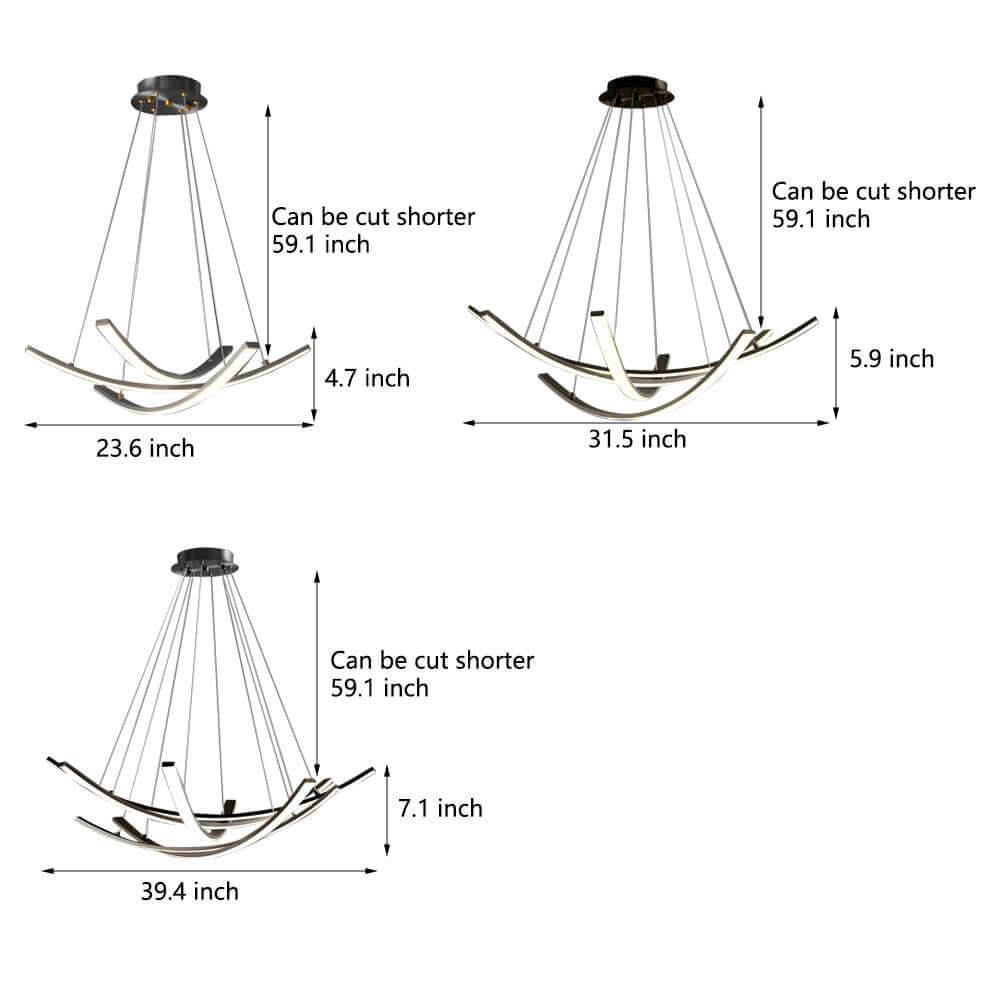 Elegant Curved Copper Strip Full - Spectrum LED Pendant Light