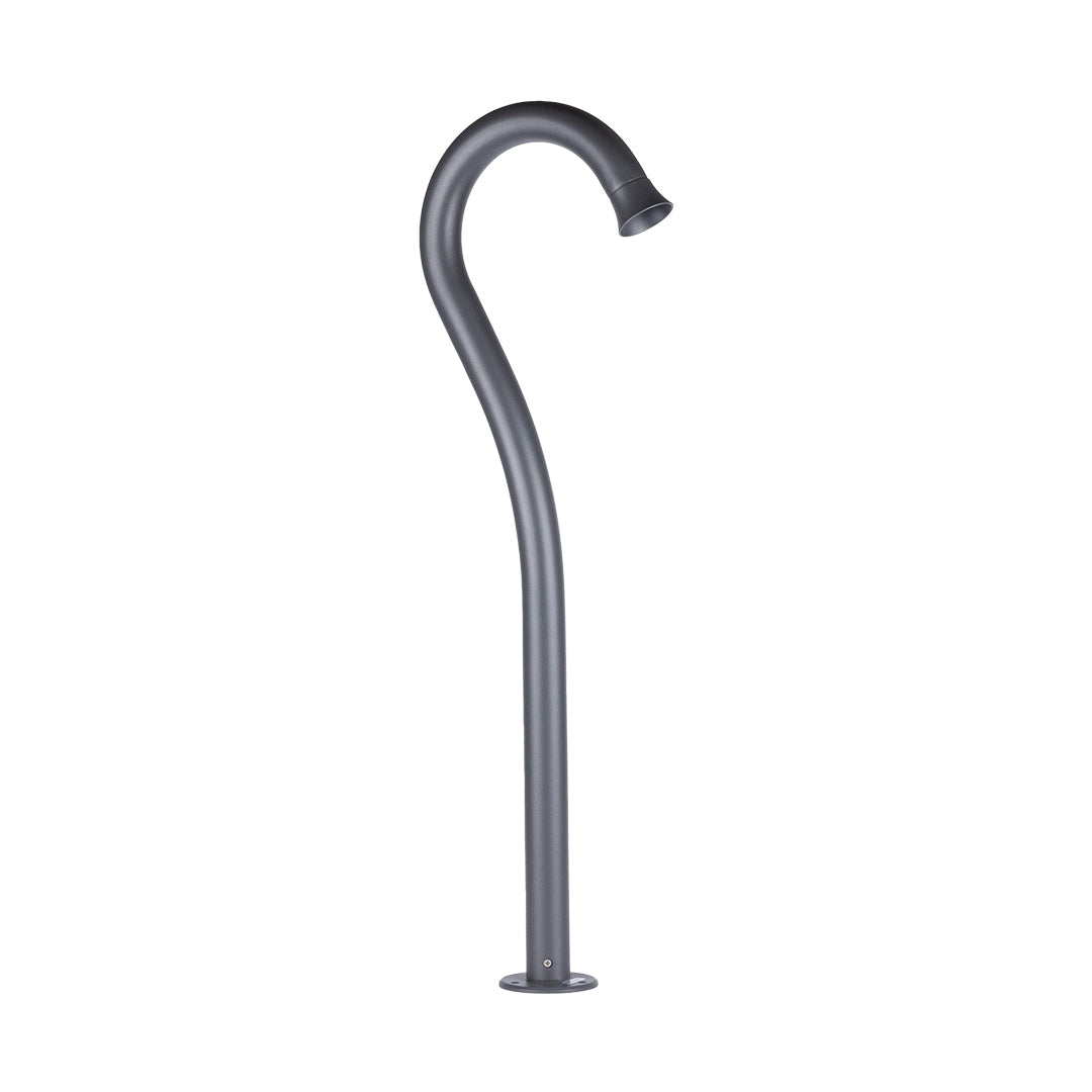 Elegant curved bollard light with swan-neck design featuring graceful arc and LED illumination