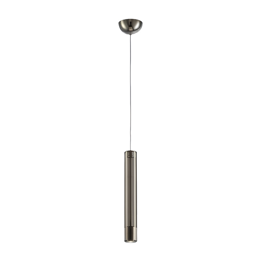 Elegant double hanging pendant light in brass with compact cylindrical form for versatile placement