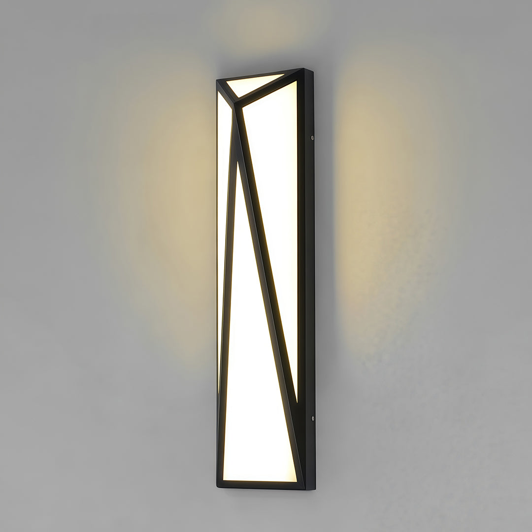 Elegant exterior wall light black featuring glass shade chandelier styling creating soft illumination on neutral-toned exterior wall.