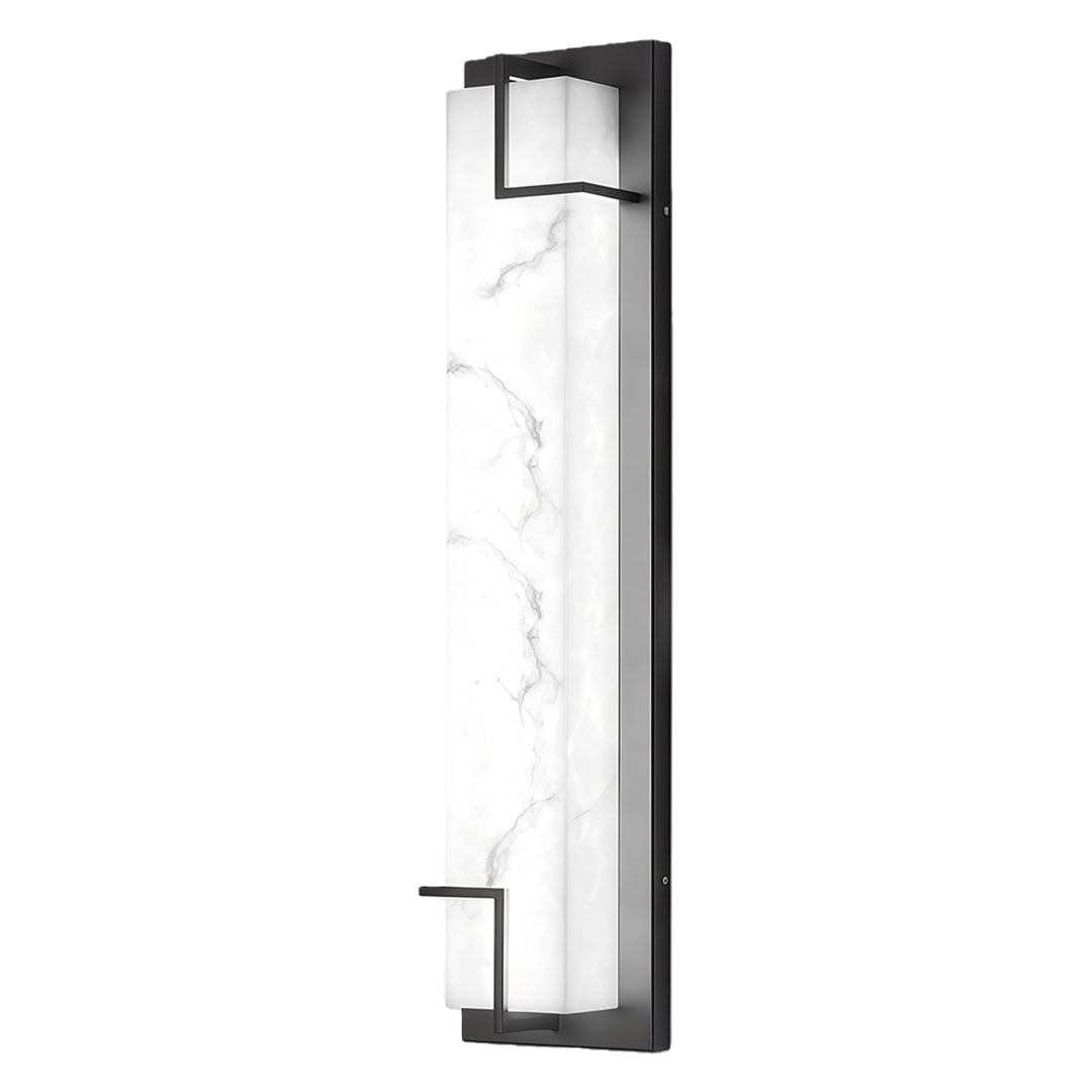 Elegant exterior wall lights black featuring glass shade chandelier design in extra-tall vertical configuration with bright glow.