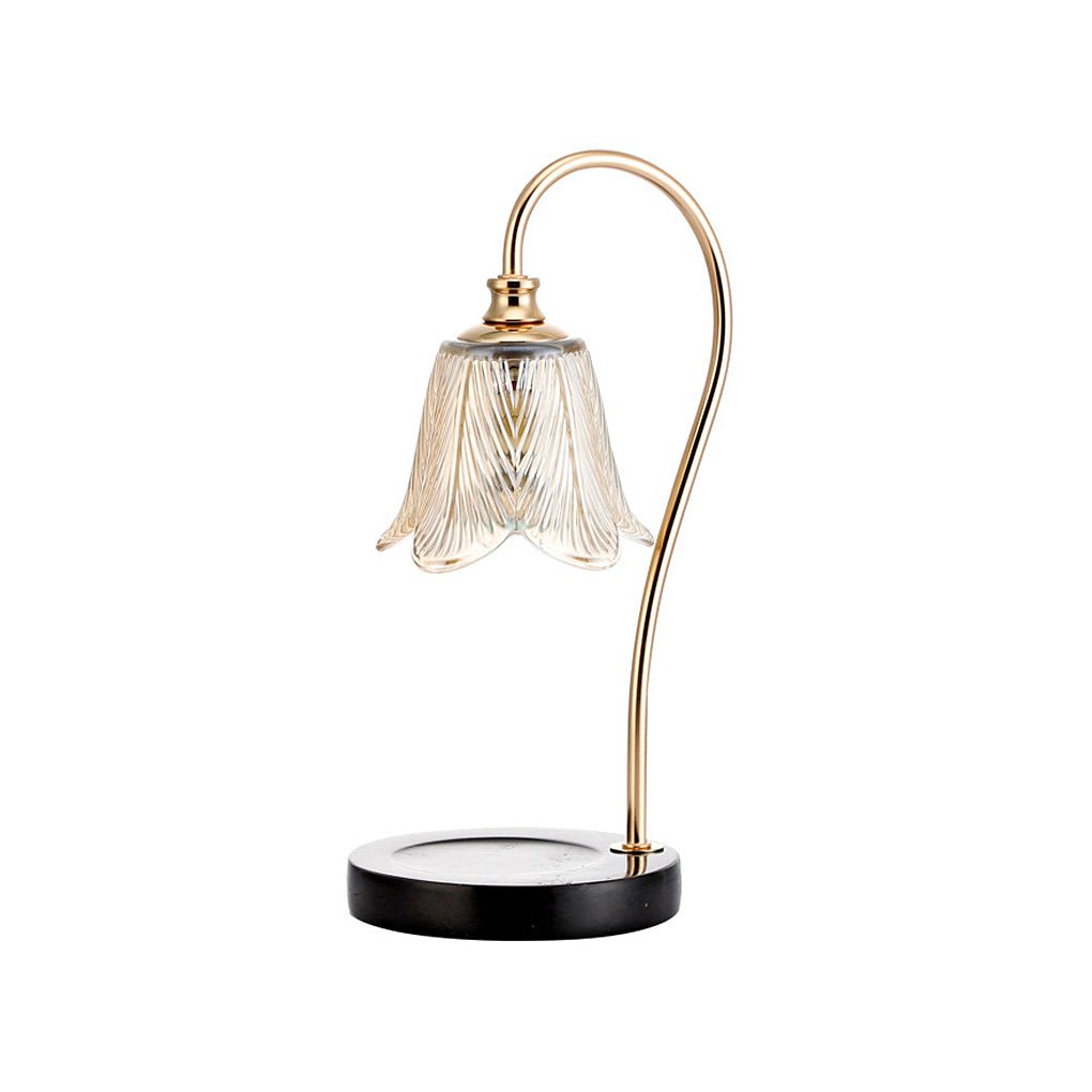 Elegant Floral Glass Home Office Desk Lamp with Cup - Holder Base for Reading or Decor