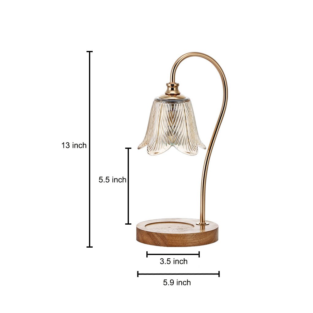 Elegant Floral Glass Home Office Desk Lamp with Cup - Holder Base for Reading or Decor