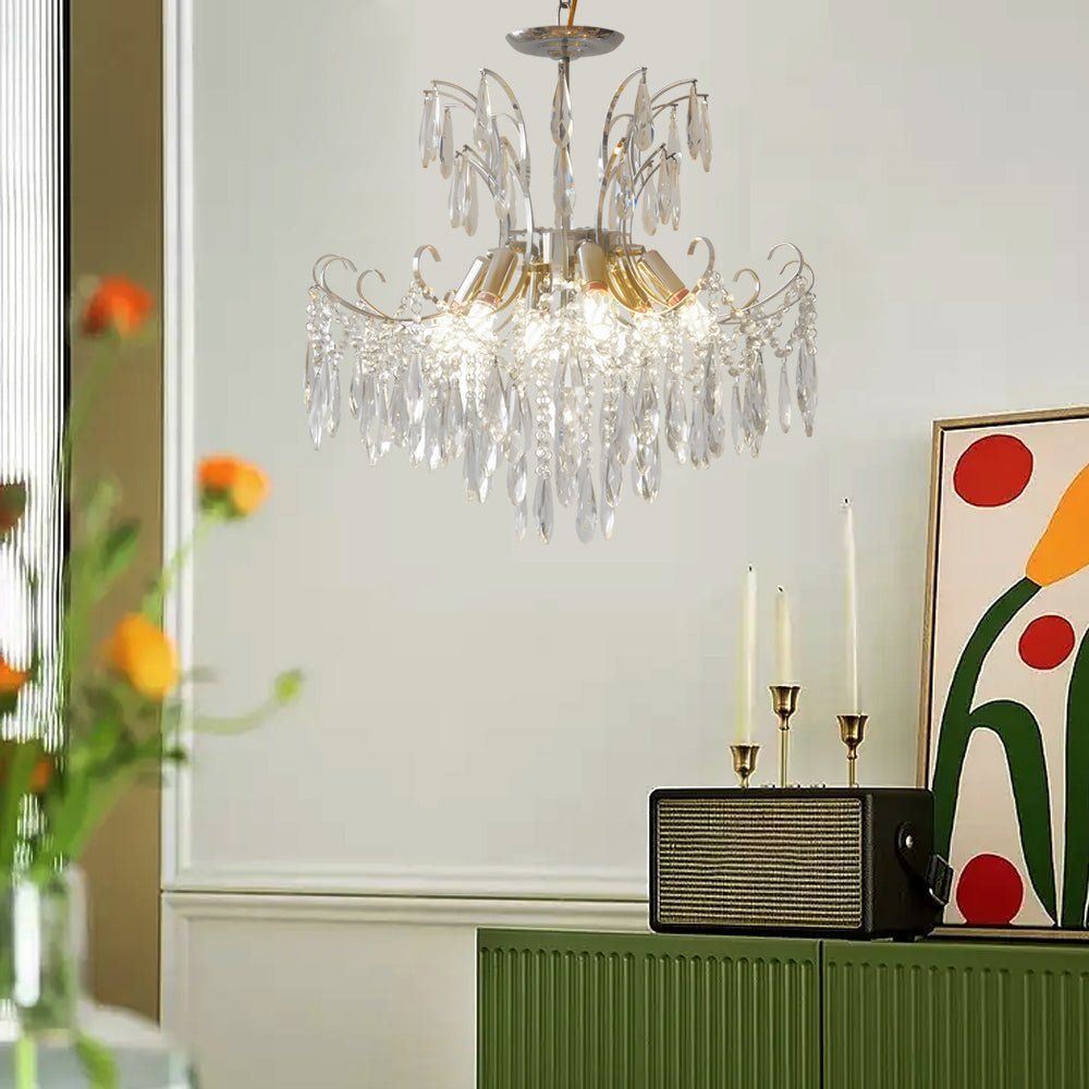 Elegant Glass Crystal Pendant 3 - Step Dimming French Style Chandelier