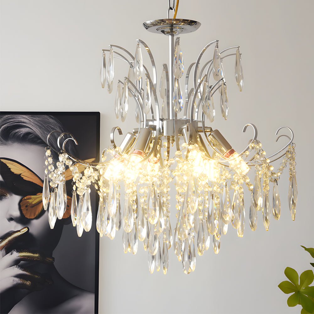 Elegant Glass Crystal Pendant 3 - Step Dimming French Style Chandelier