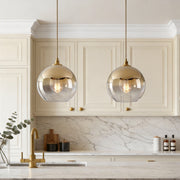 Glass Round Pendant Light Modern Single-Ball Ceiling Light