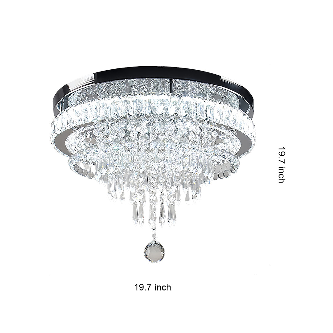 Elegant gold flush mount light with cascading crystal drops and black rim for luxurious ceiling lighting