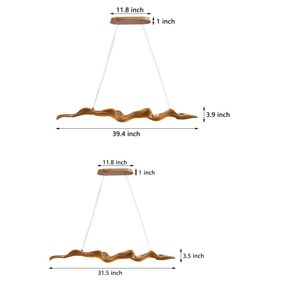 Elegant Japanese Retro Silicone Wave Wood Grain LED Pendant Light