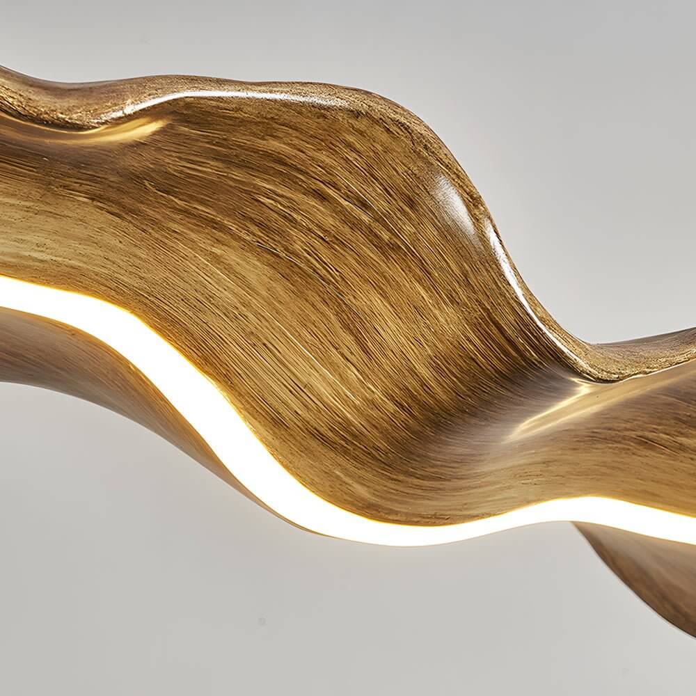 Elegant Japanese Retro Silicone Wave Wood Grain LED Pendant Light