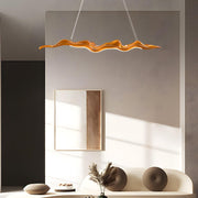 Elegant Japanese Retro Silicone Wave Wood Grain LED Pendant Light