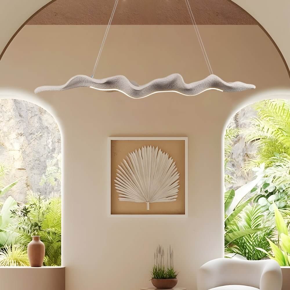 Elegant Japanese Retro Silicone Wave Wood Grain LED Pendant Light