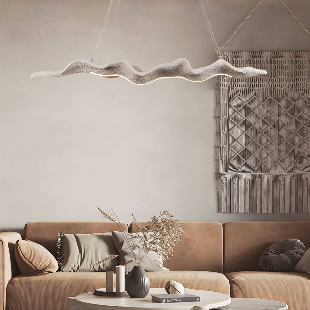 Elegant Japanese Retro Silicone Wave Wood Grain LED Pendant Light