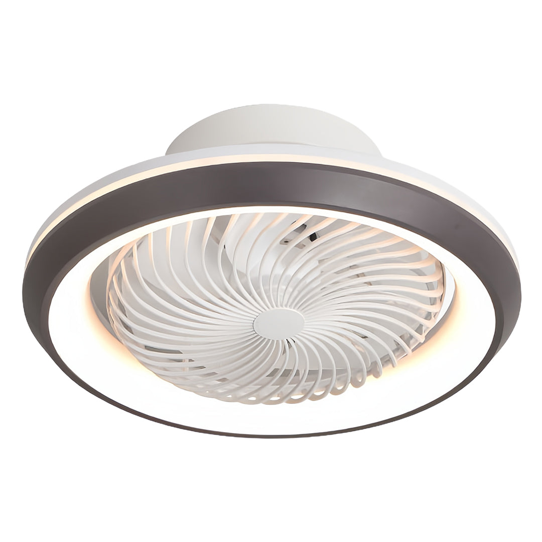 Elegant modern ceiling fan with lights in neutral finish with integrated lighting for sophisticated interior design