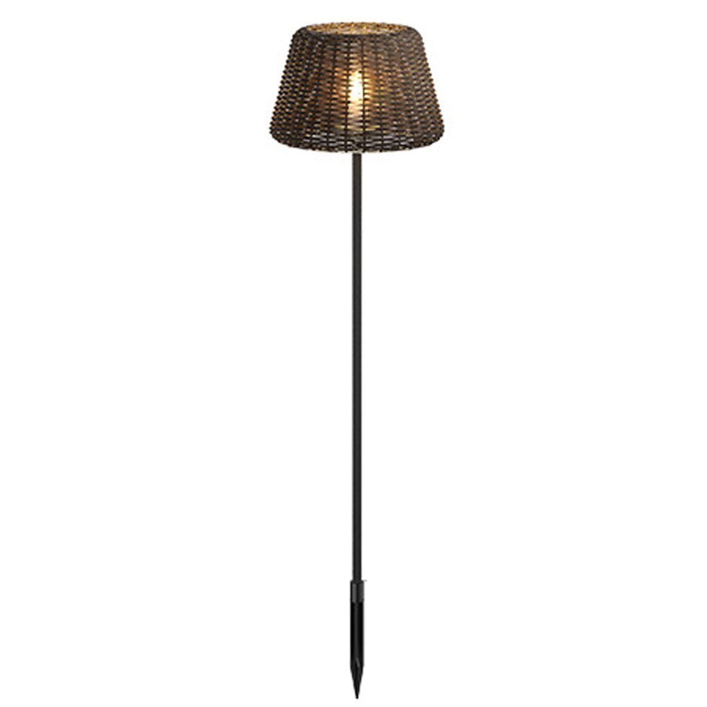 Elegant Rattan Shade LED Outdoor Floor Lamp Pendant Light with Stake and Open - Top Design