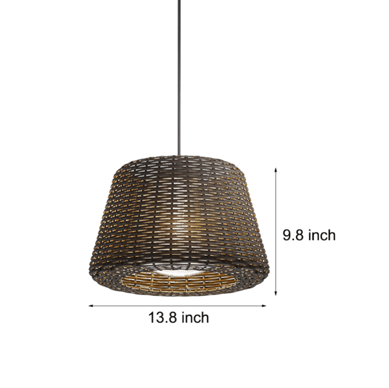 Elegant Rattan Shade LED Outdoor Floor Lamp Pendant Light with Stake and Open - Top Design