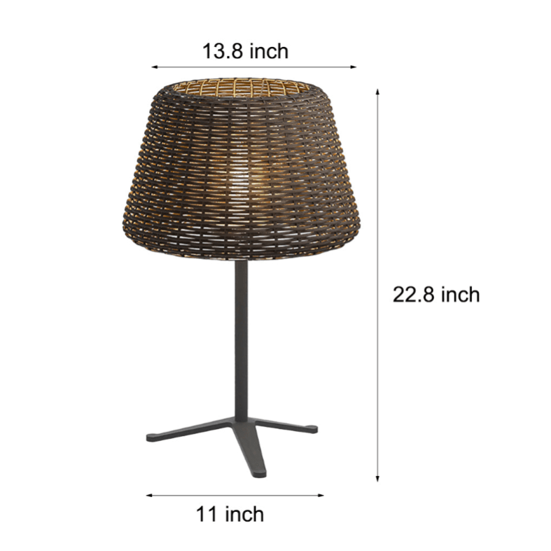Elegant Rattan Shade LED Outdoor Floor Lamp Pendant Light with Stake and Open - Top Design