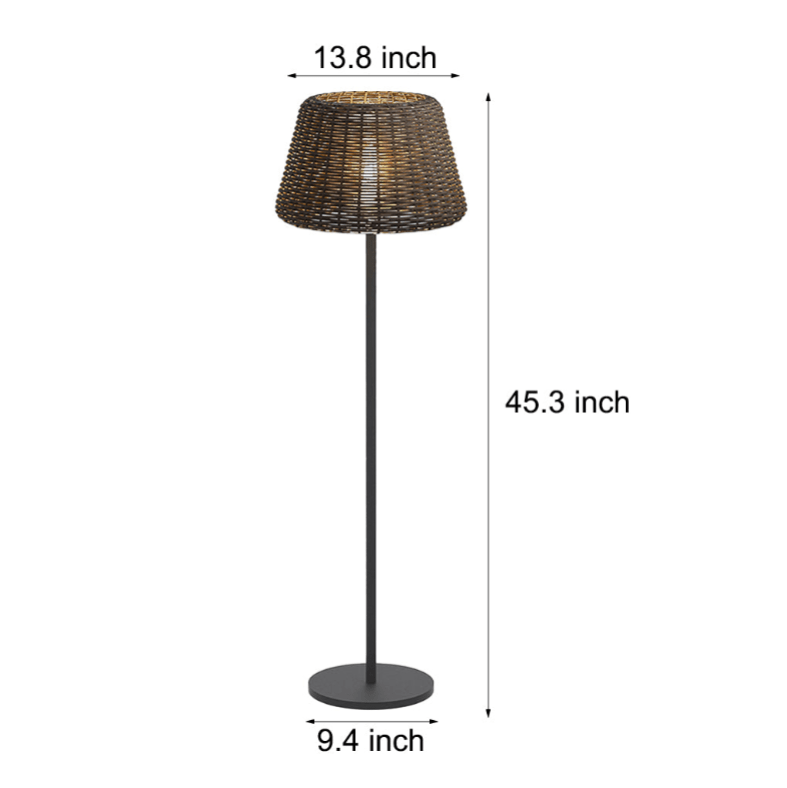 Elegant Rattan Shade LED Outdoor Floor Lamp Pendant Light with Stake and Open - Top Design