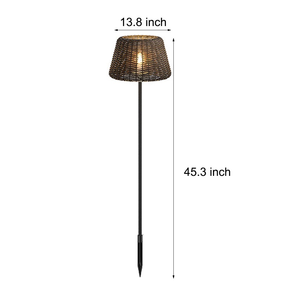 Elegant Rattan Shade LED Outdoor Floor Lamp Pendant Light with Stake and Open - Top Design
