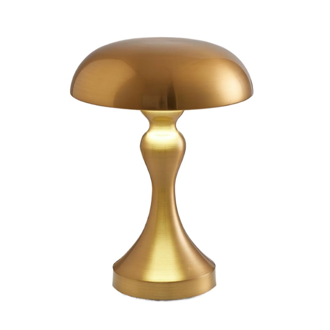 Elegant retro metal table lamp showcasing brass finish with curved hourglass base