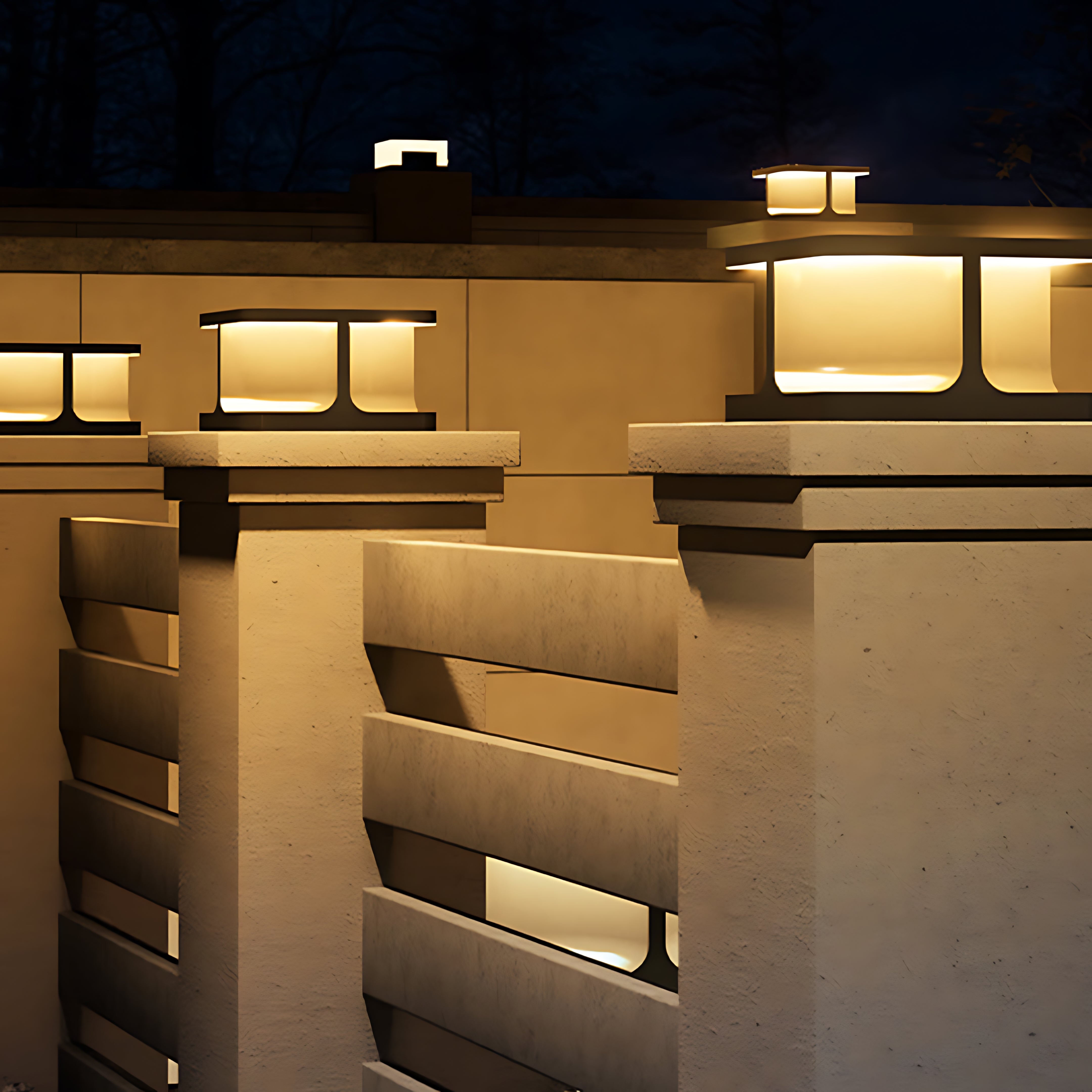 Elegant square rechargeable table lamps with pillar design highlighting contemporary architecture details