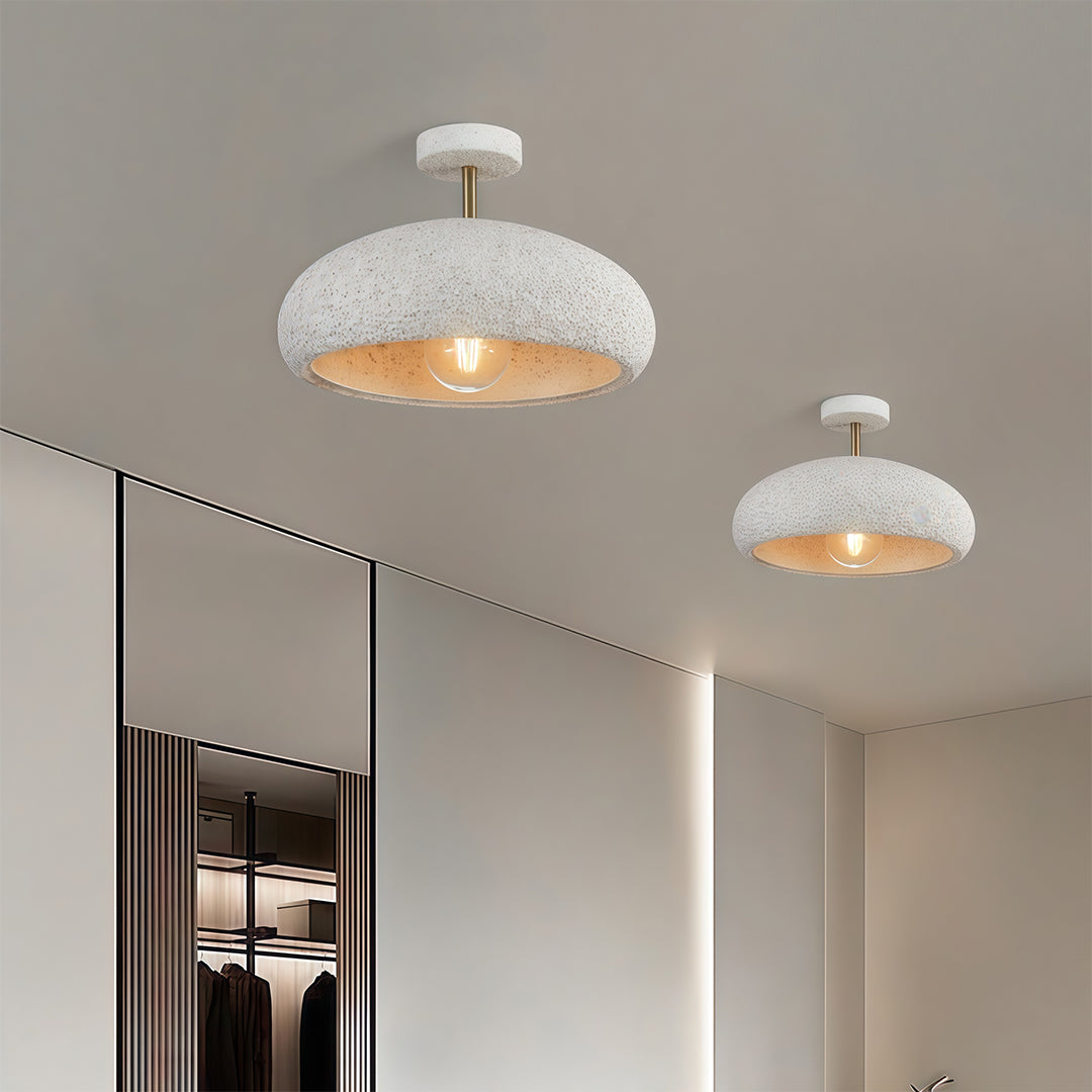 Enhance your interior with white semi flush ceiling lights featuring a wabi-sabi ambient ceiling lamp for a warm and minimalist style.