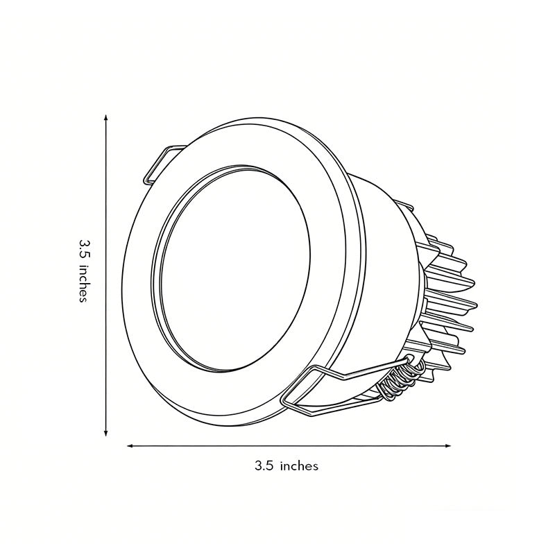 Dimension diagram illustrating cutout size and depth of elite lighting can lights.