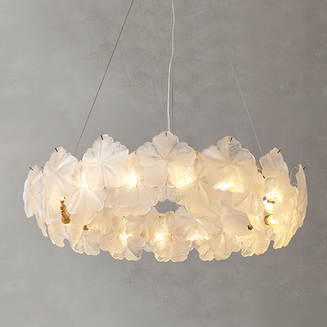 Elongated glass garland chandelier lights featuring flowing design elements ideal for spacious modern interiors