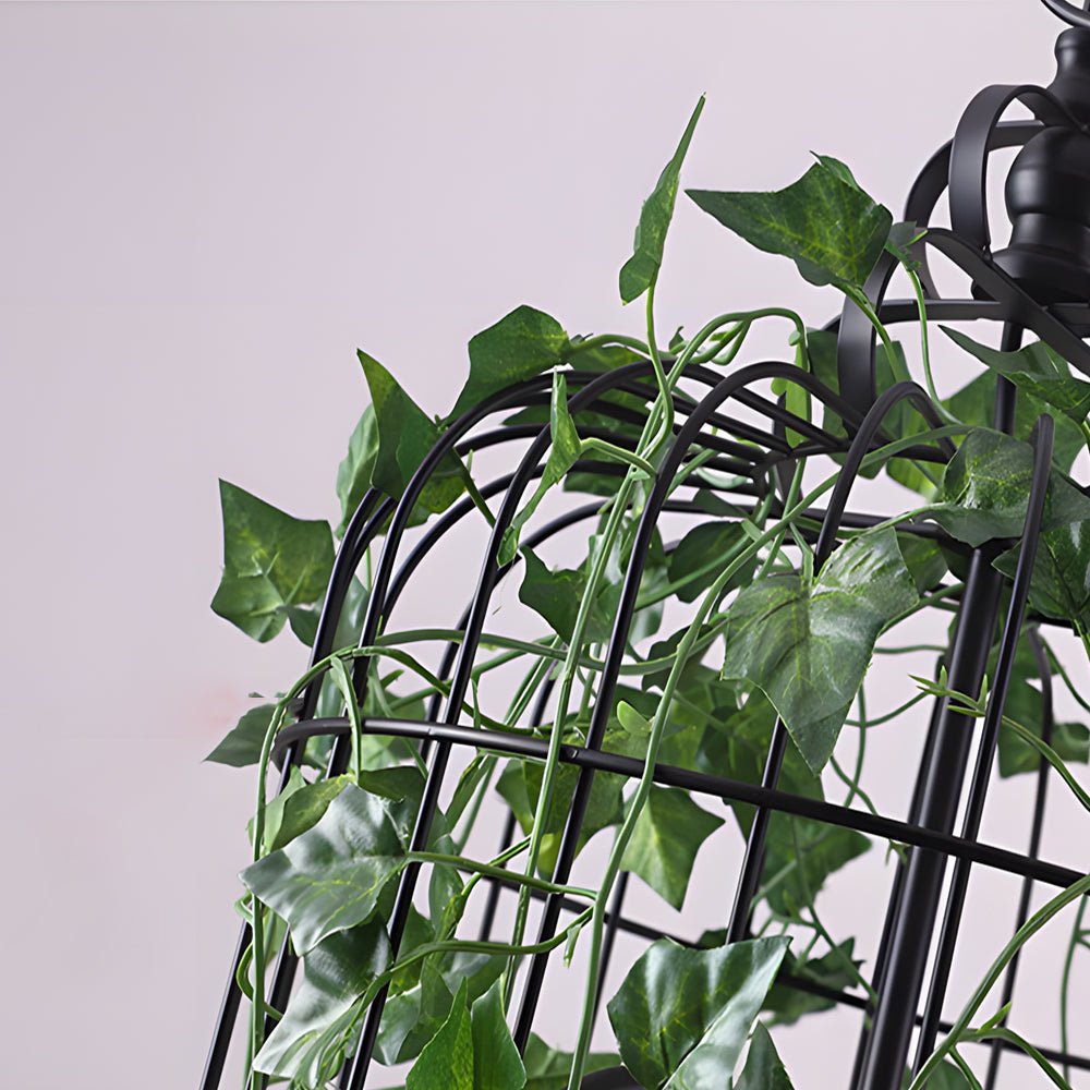 Enchanted Forest - inspired Iron Cage Pendant Light with Vines